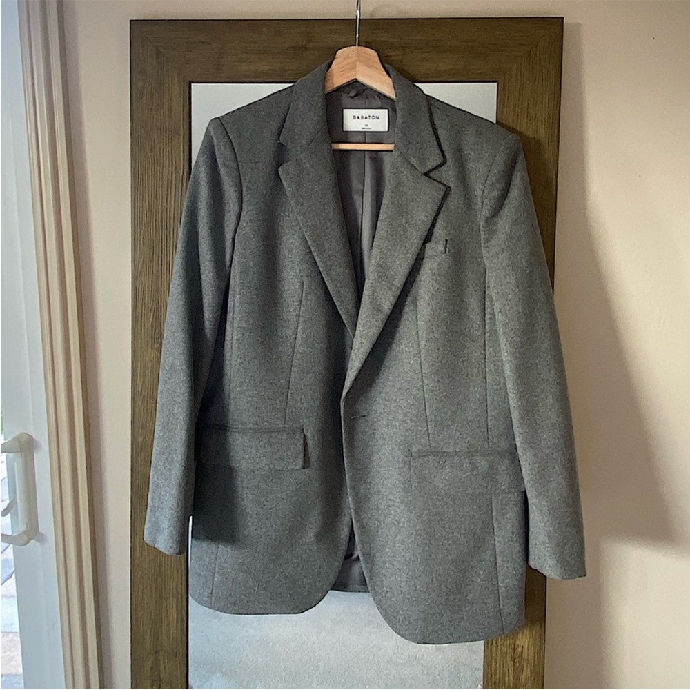 Aritzia Babaton Agency Wool Blazer, Grey, Size XS